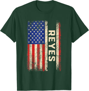 Reyes Last Name Shirt Reyes Name American Flag T-Shirt - T-Shirt | Forest