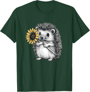 Cute hedgehog with sunflower T-Shirt - T-Shirt | Forest