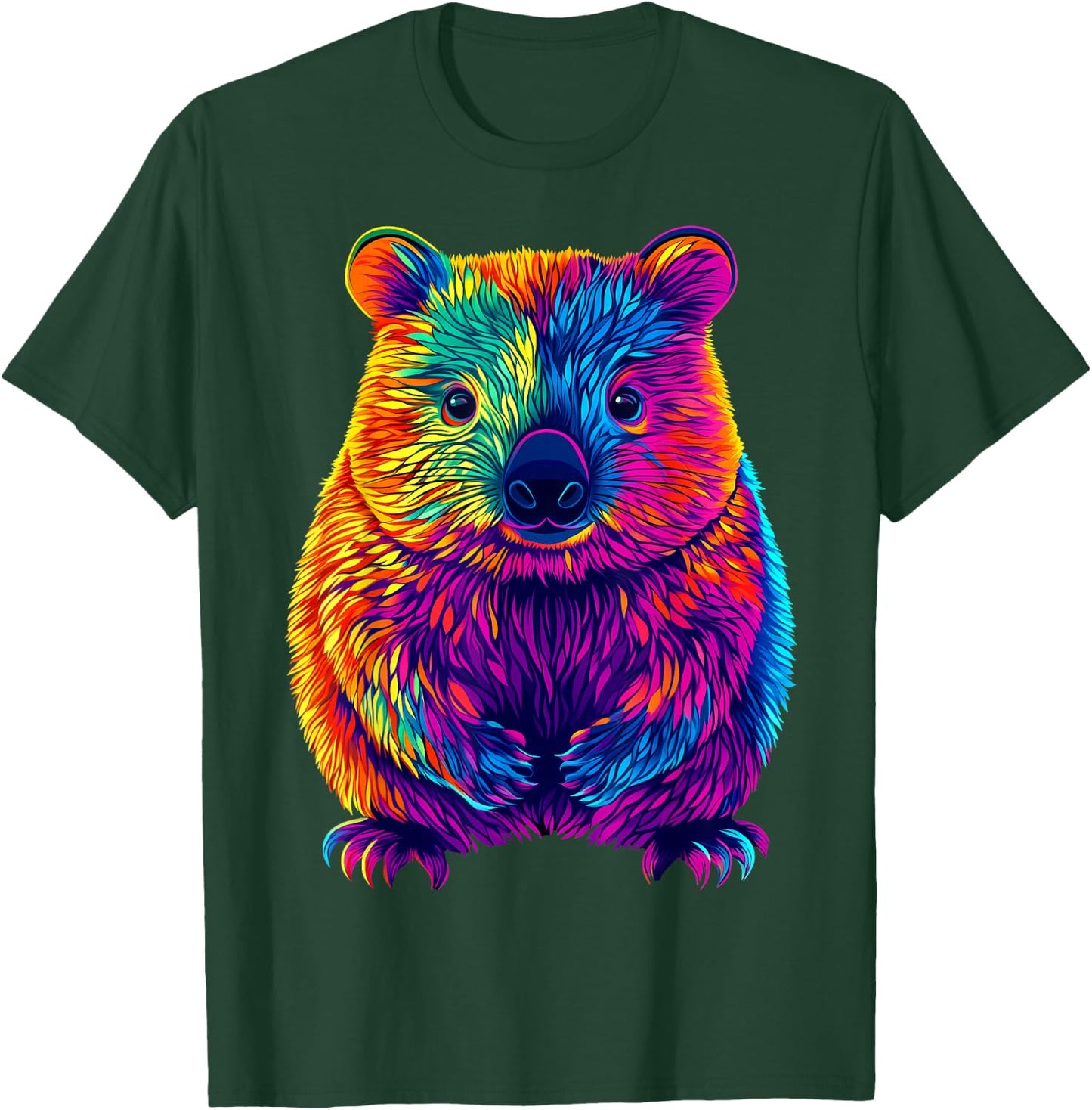 Colorful Wombat Lover Cute Australian Animals Black T-Shirt - T-Shirt | Forest