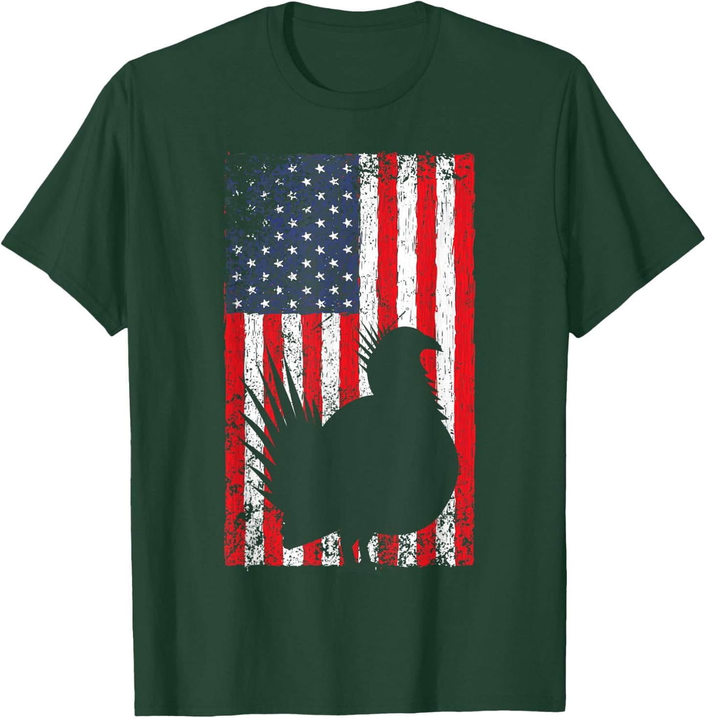 Sage Grouse American Flag Vintage Western Bird Country T-Shirt - T-Shirt | Forest