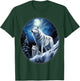 Wolves on an icy hill in the mountains with shiny moon T-Shirt - T-Shirt | Forest
