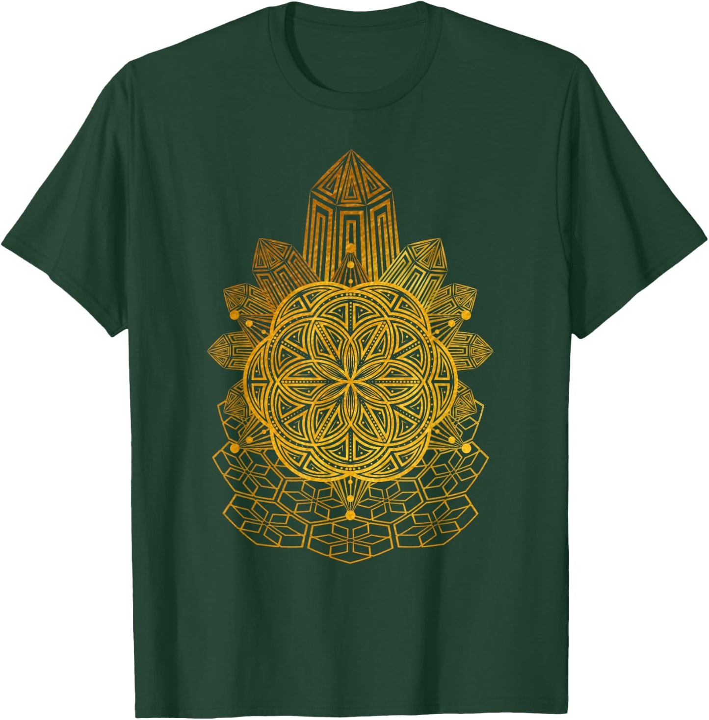 Geometric Tribal Seed Of Life Sacred Geometry Mandala Art T-Shirt - T-Shirt | Forest