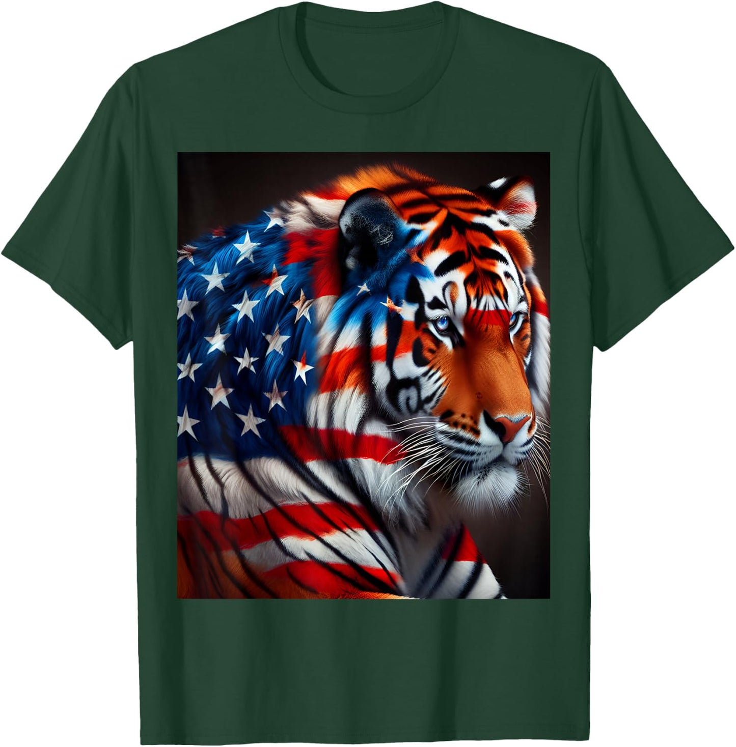 American Flag Tiger Women Men T-Shirt - T-Shirt | Forest