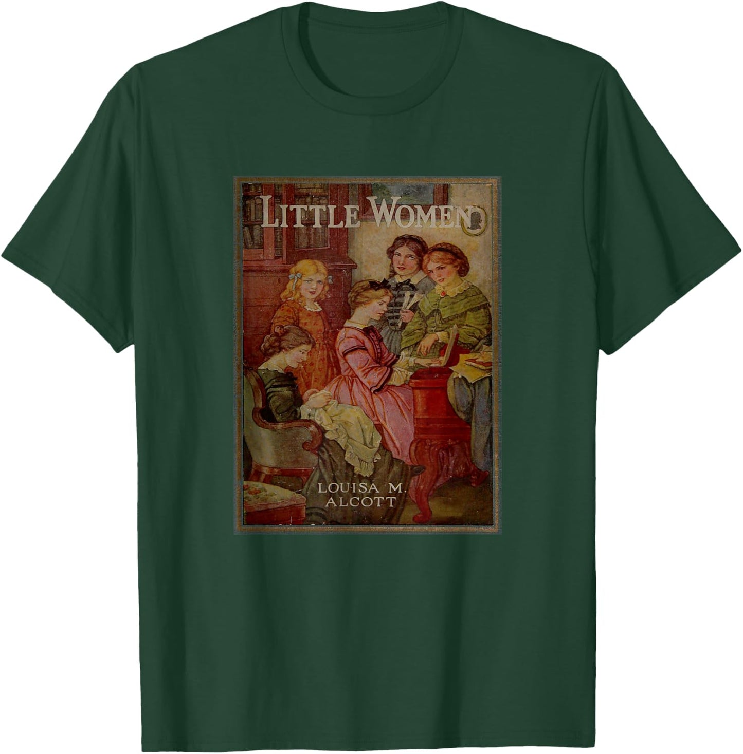 Louisa May Alcott Coming of Age Novel Little Women Book Cover , Small, Black T-Shirt - T-Shirt | Forest