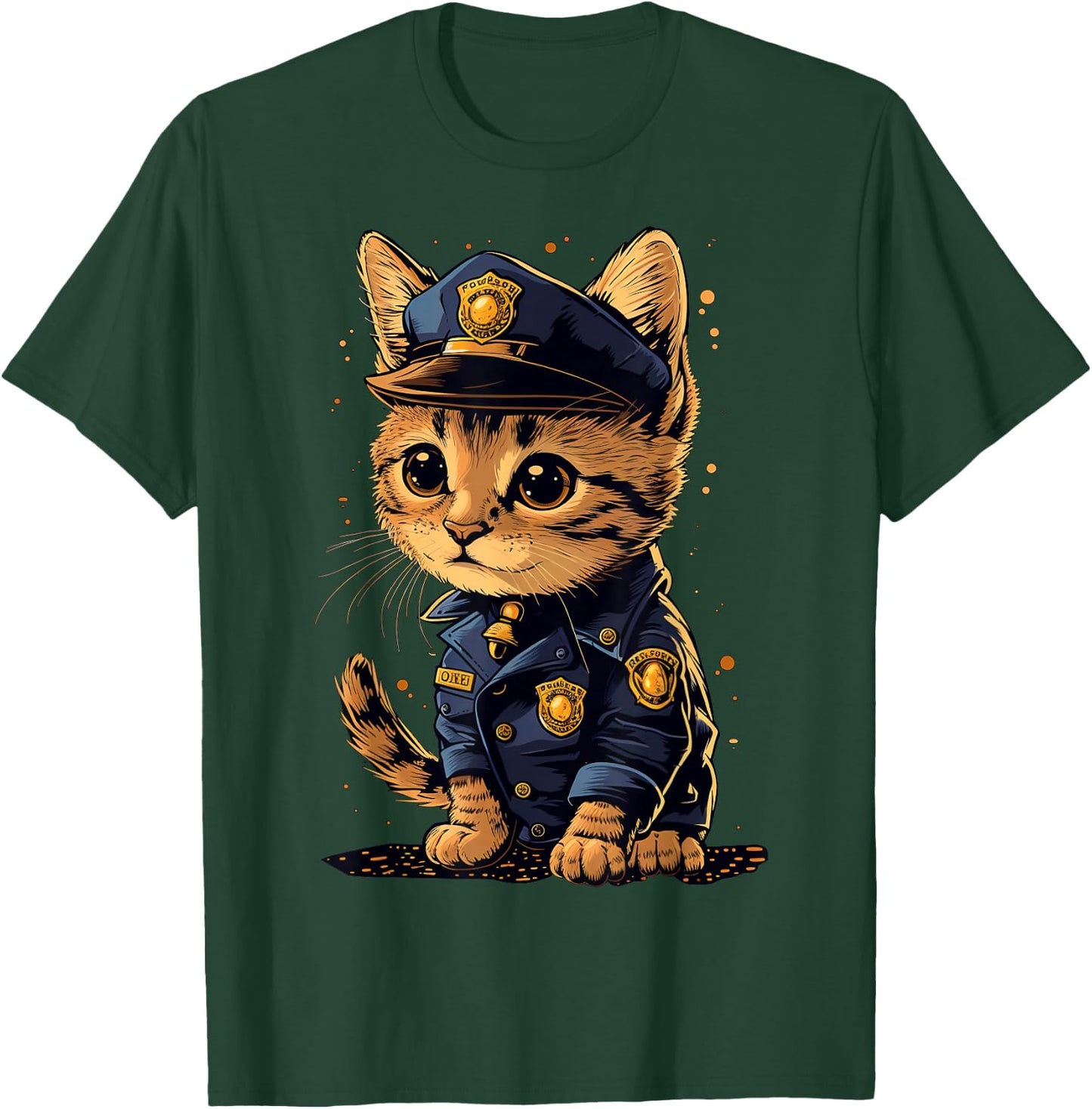 Cute working Cat Police Officer Men Women T-Shirt - T-Shirt | Forest