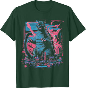 Catzilla Cat Japanese Art Funny Cat Women Kid T-Shirt - T-Shirt | Forest