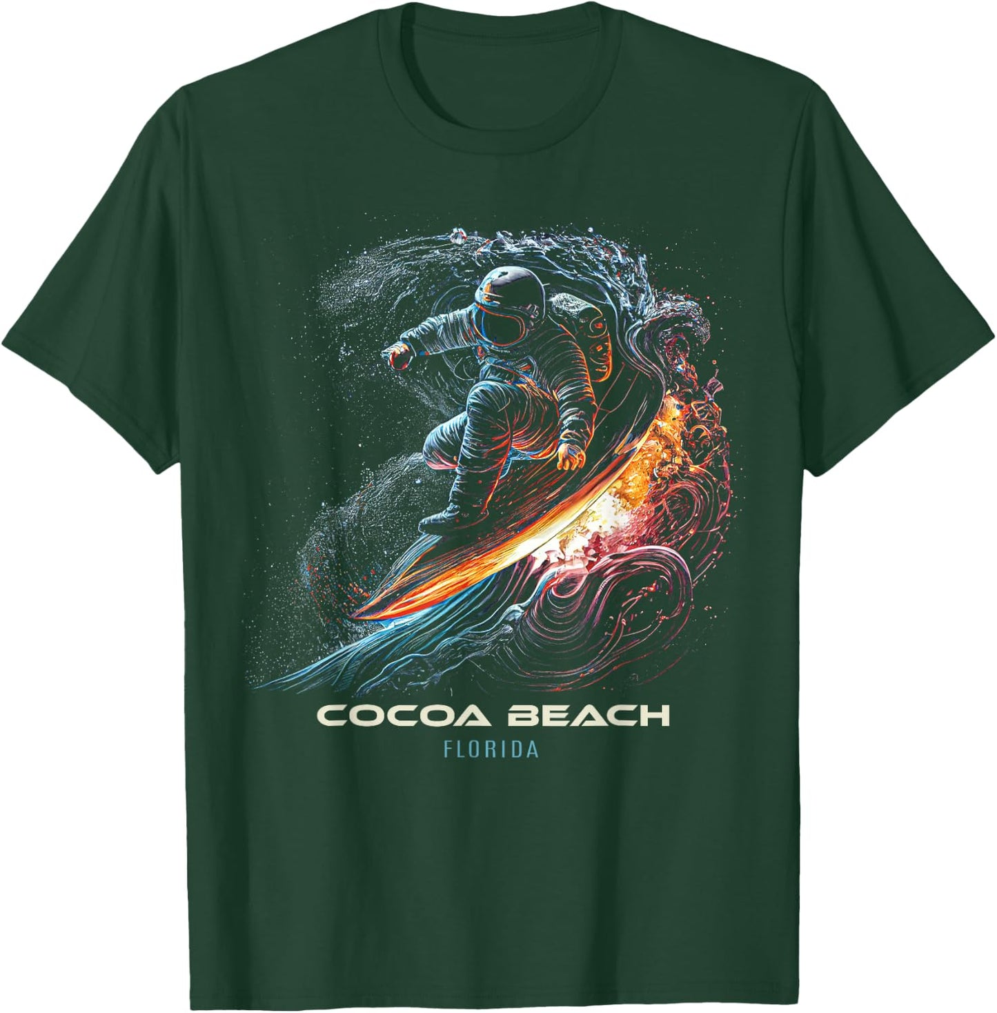 Cocoa Beach Florida Surfing Surfboard T-Shirt - T-Shirt | Forest