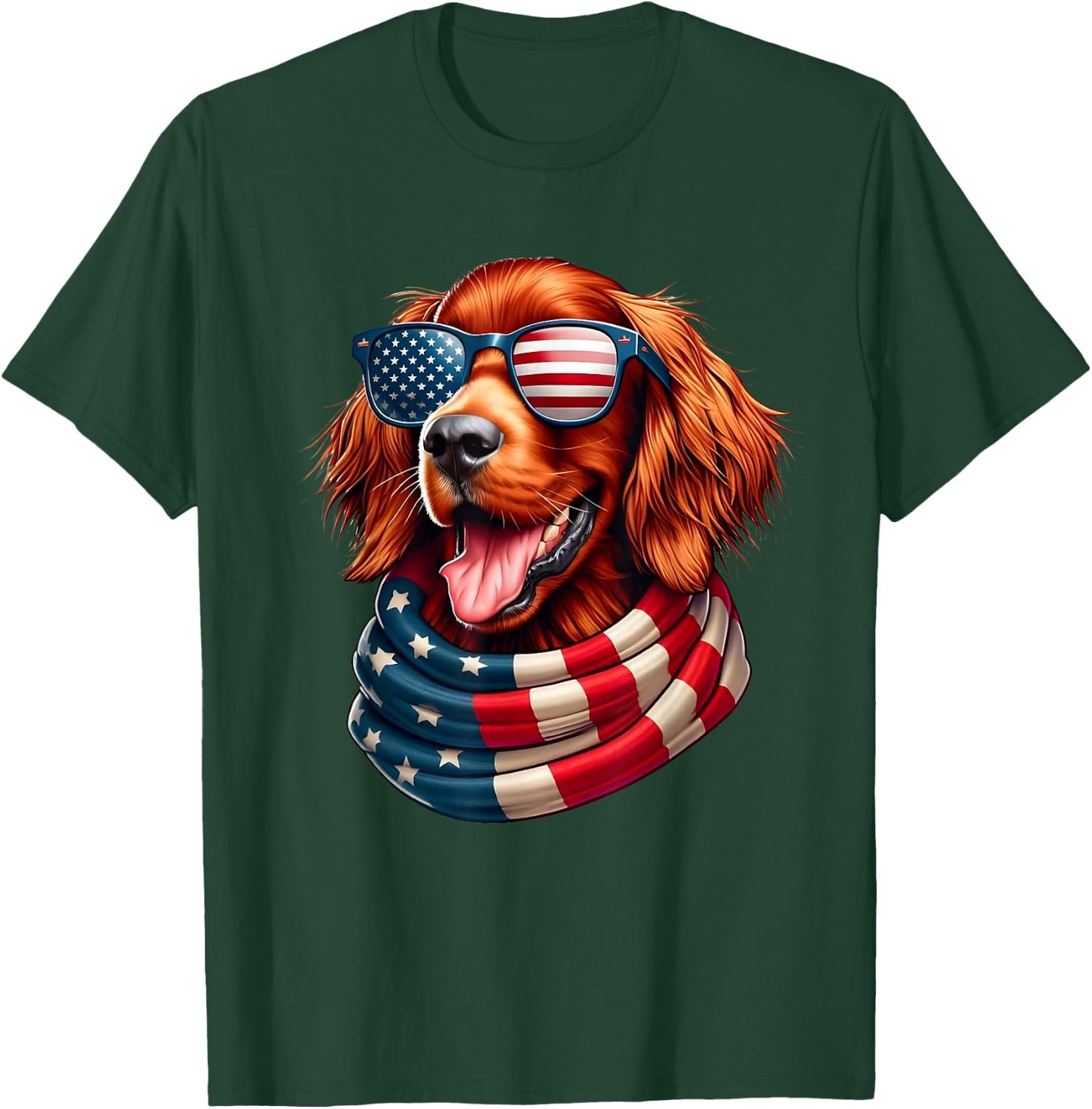 Irish Setter Dog Lover US Flag 4th Of July Patriotic T-Shirt - T-Shirt | Forest