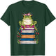 Cute Frog With Book Floral Bookworm Librarian Book Lover T-Shirt - T-Shirt | Forest