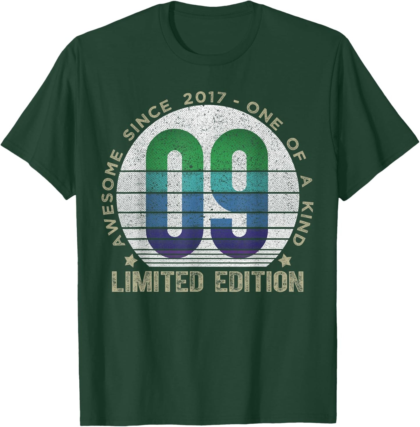 9 Year Old Gifts Vintage 2017 Limited Edition 9th Birthday T-Shirt - T-Shirt | Forest