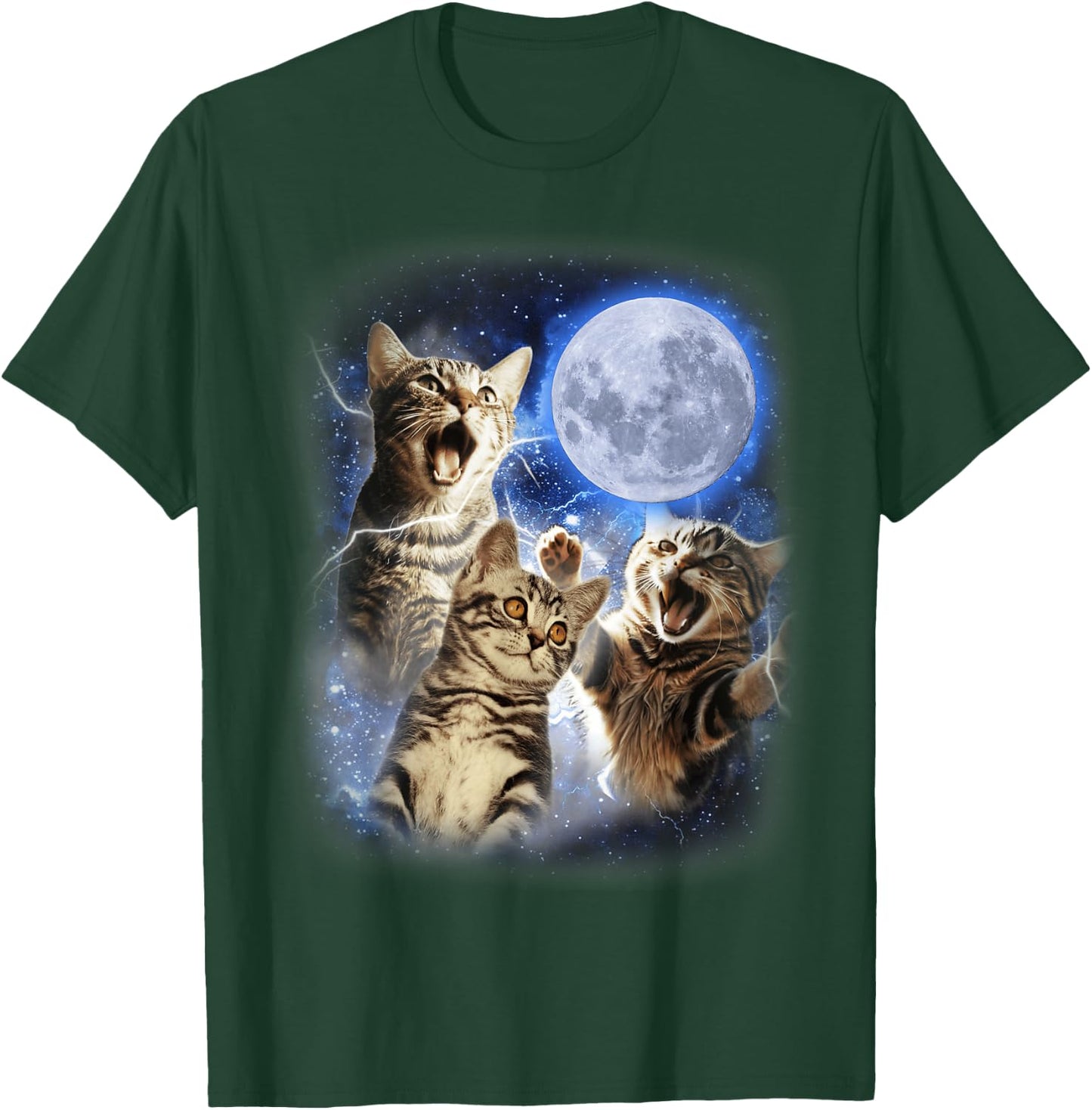 Three Cat Moon 3 Cat - Wolfs Cute Kitten Funny Cats Men Women Kids T-Shirt - T-Shirt | Forest