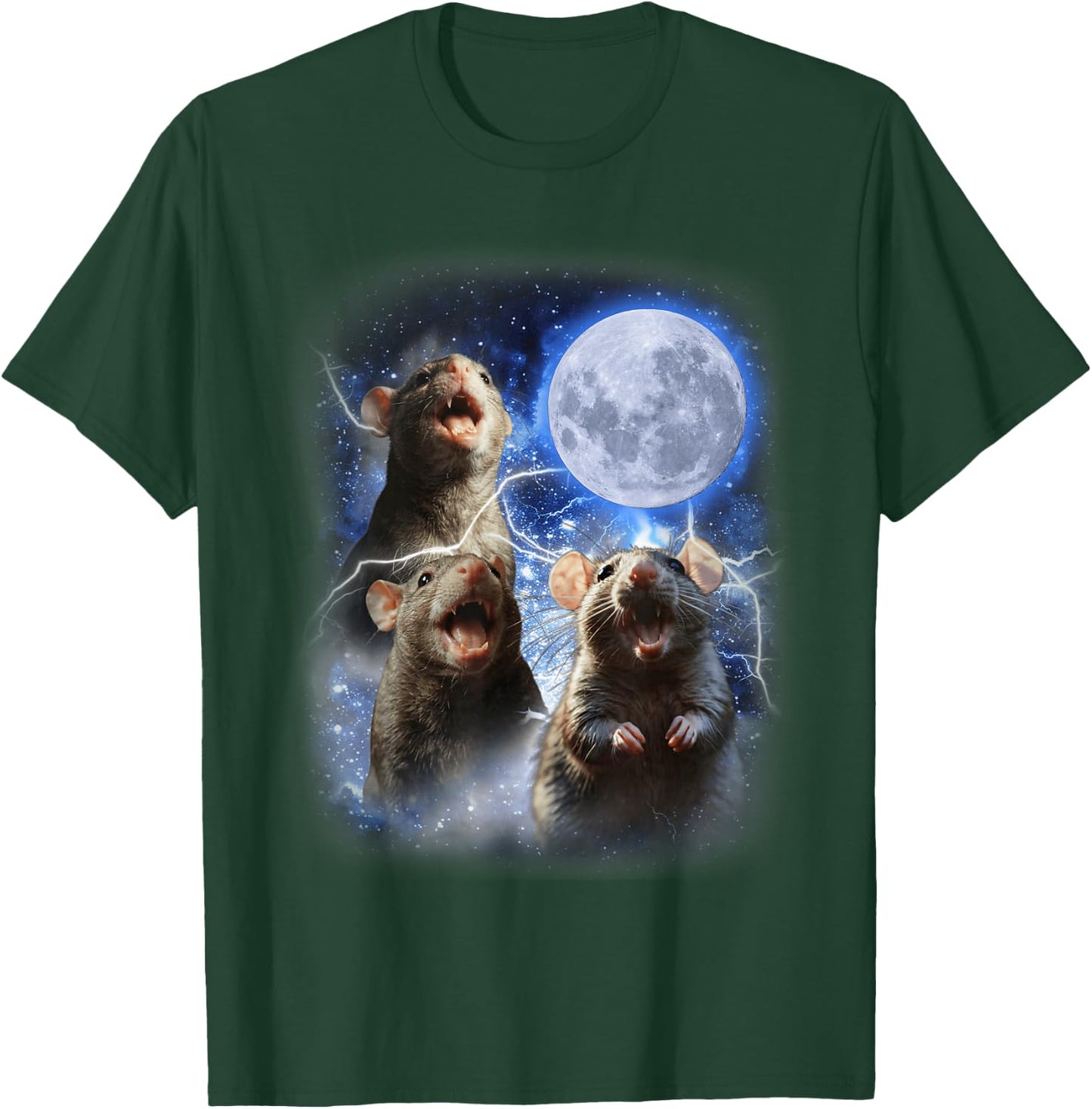 Three Rat Moon - 3 Rats With Dead Moon Oddly Specific Cursed T-Shirt - T-Shirt | Forest