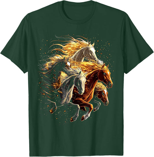 Galloping Horses Horse Riding on Horseback Girl T-Shirt - T-Shirt | Forest
