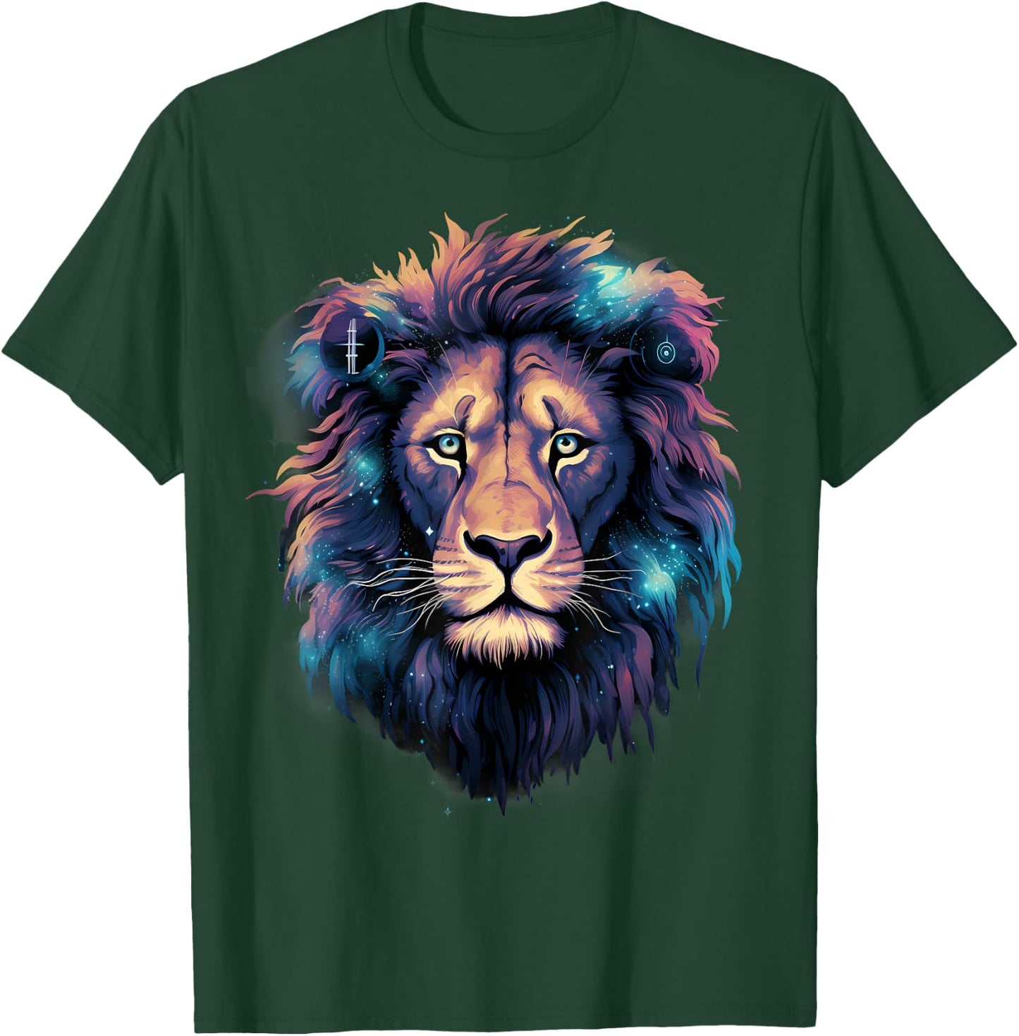 Lion Portrait Colorful Artwork Wildlife Motif Animal Art T-Shirt - T-Shirt | Forest