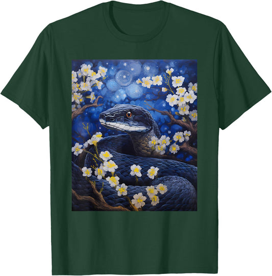 Aesthetic Surrealism Starry Night Eastern Indigo Snake T-Shirt - T-Shirt | Forest