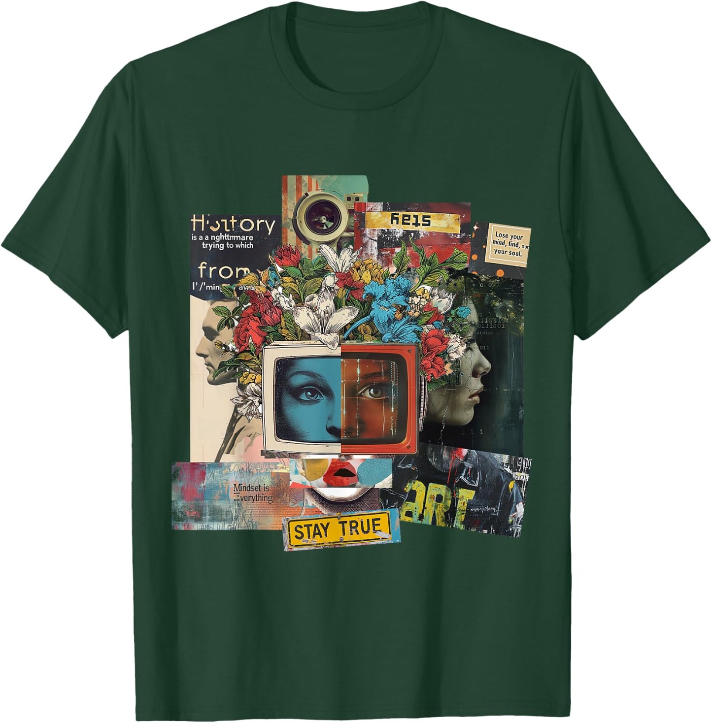 Graphic | Frontprint | Women Face Artwork Art T-Shirt - T-Shirt | Forest