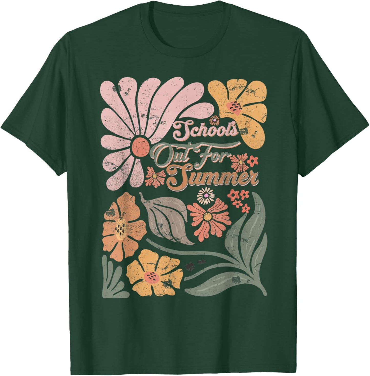 Boho Retro Teacher School's Out For Summer Men Women Kids T-Shirt - T-Shirt | Forest