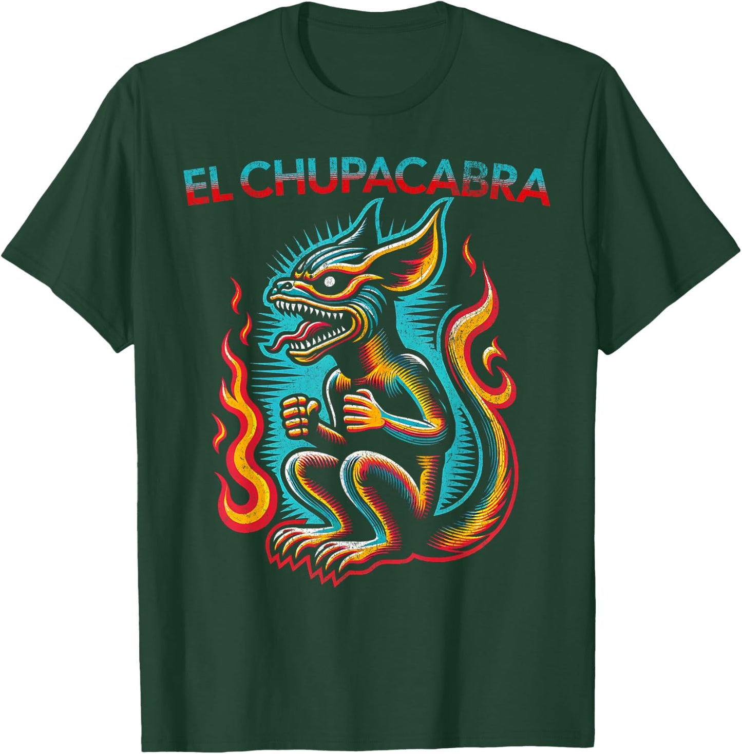 Retro El Chupacabra Cryptid Folklore Vintage Style T-Shirt - T-Shirt | Forest