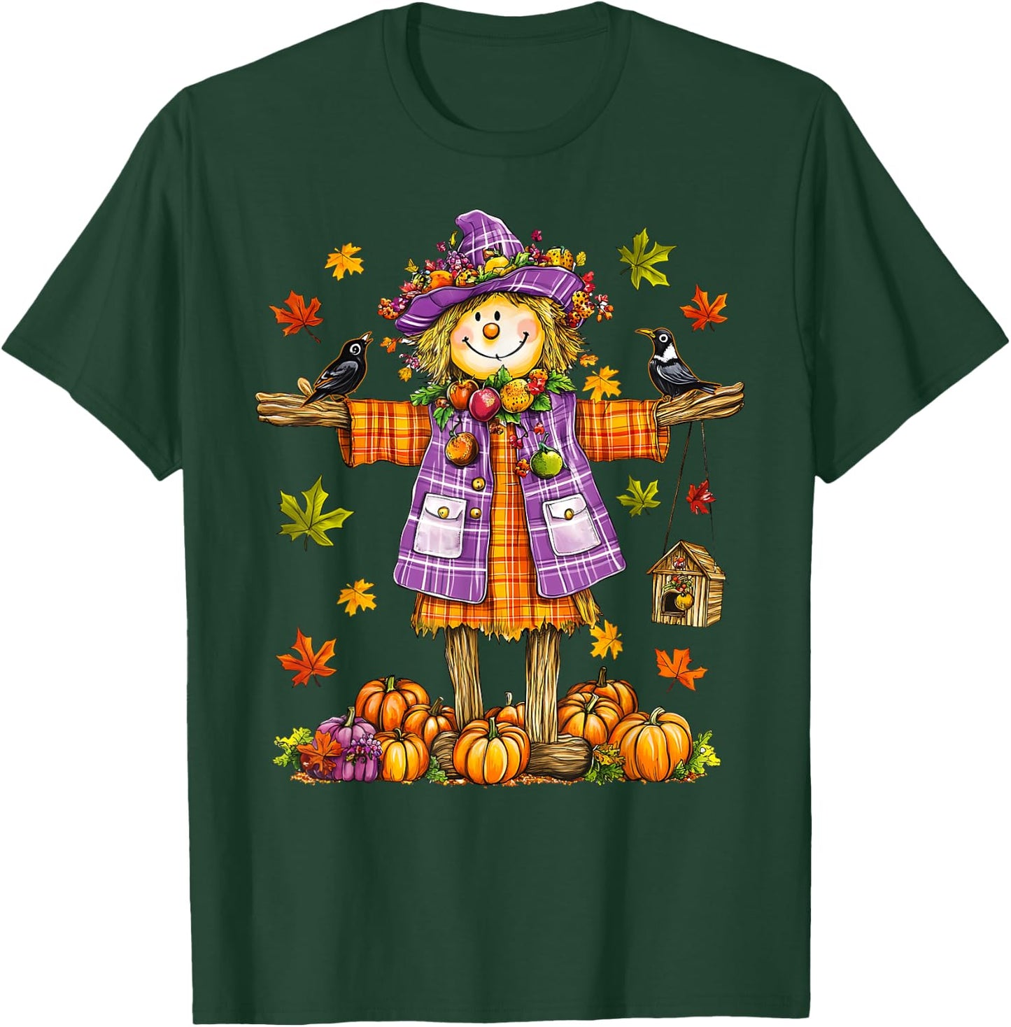 Scarecrow Autumn Fall Season Pumpkin Thanksgiving Halloween T-Shirt - T-Shirt | Forest