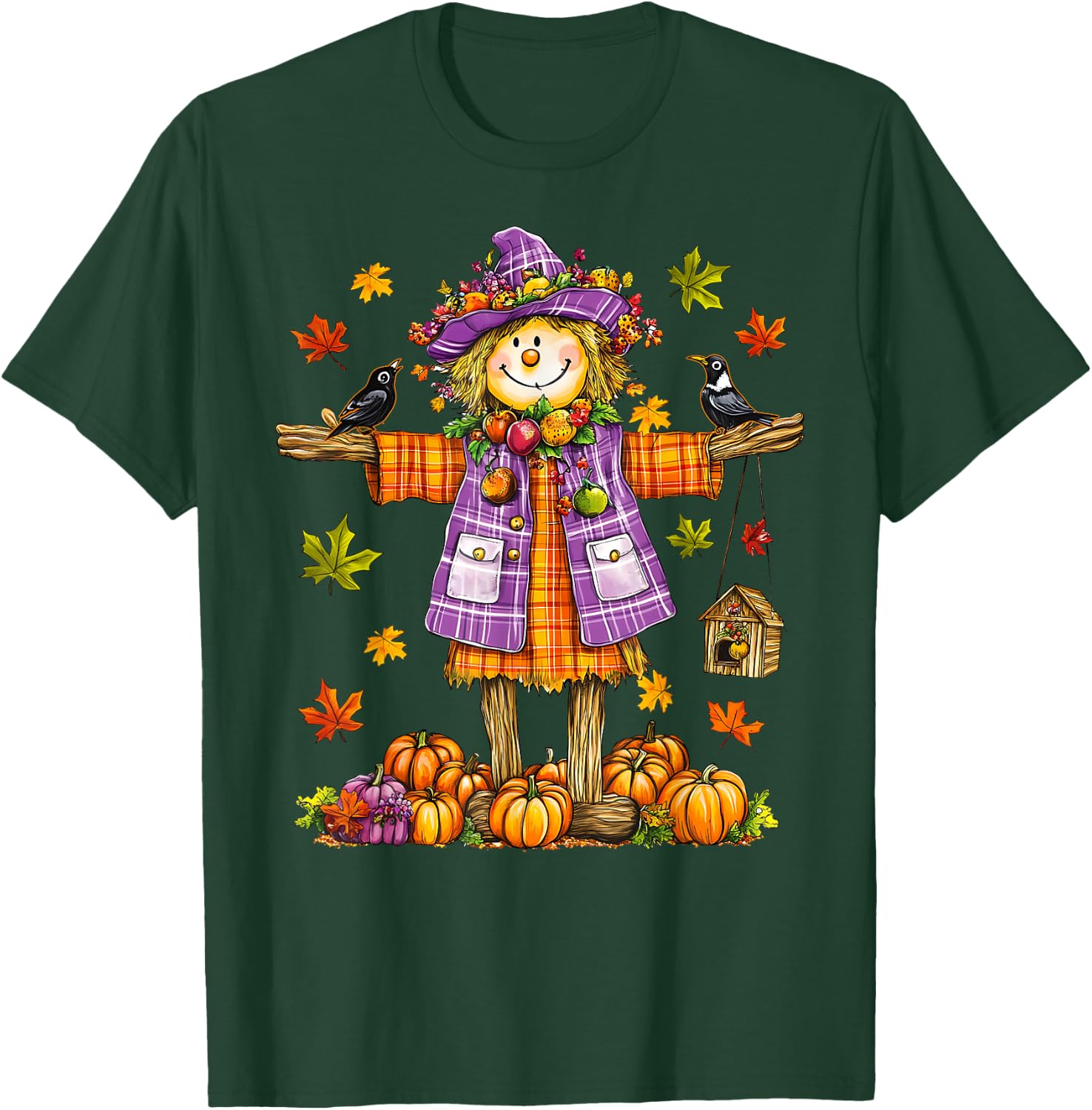 Scarecrow Autumn Fall Season Pumpkin Thanksgiving Halloween T-Shirt - T-Shirt | Forest