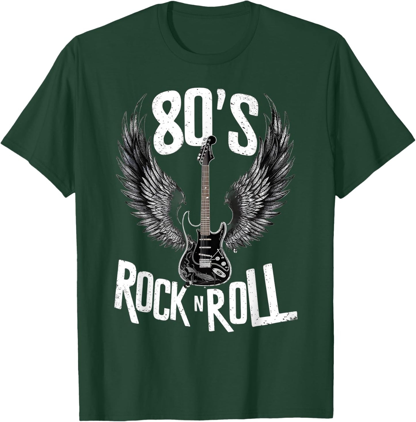 Vintage Guitar Wings 70s Retro 80s Rock & Roll Music T-Shirt - T-Shirt | Forest