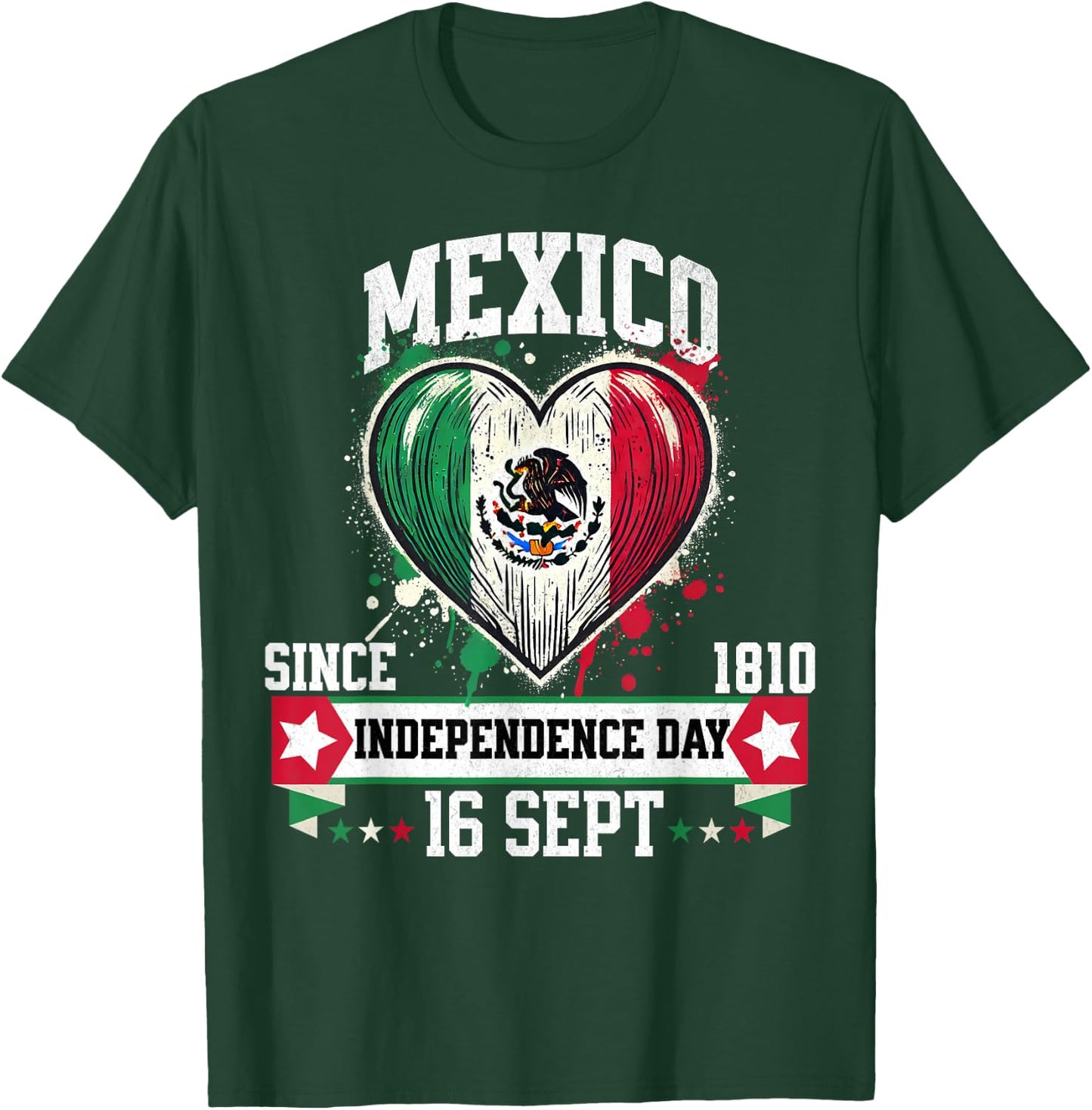 Mexico Flag Vintage Mexican Men Women Patriotic Mexican Flag T-Shirt - T-Shirt | Forest