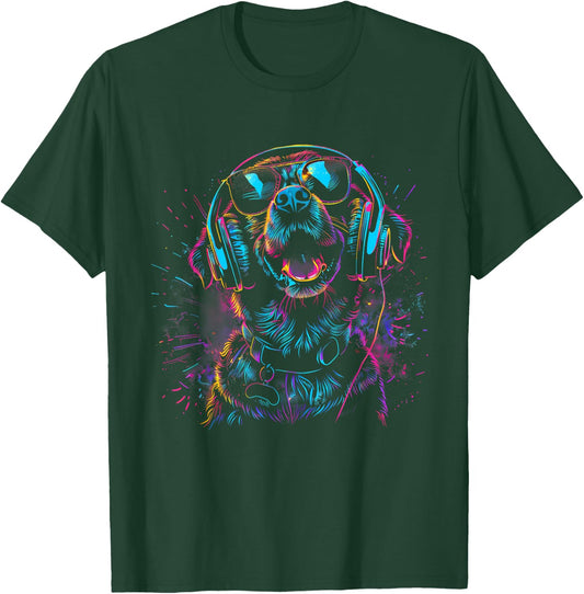 Dog DJ EDM House Music Techno Music Headphones Beatmaker T-Shirt - T-Shirt | Forest
