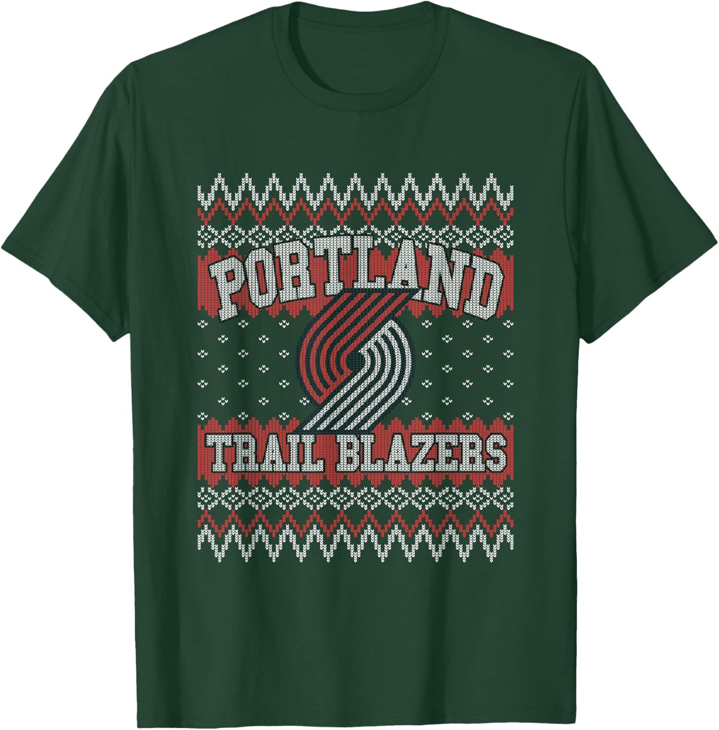 NBA Portland Trail Blazers Ugly Christmas Sweater Style T-Shirt - T-Shirt | Forest