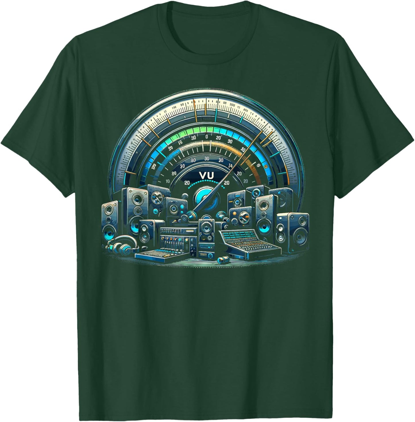 VU Meter Audiopile Analog Music Sound Engineer T-Shirt - T-Shirt | Forest