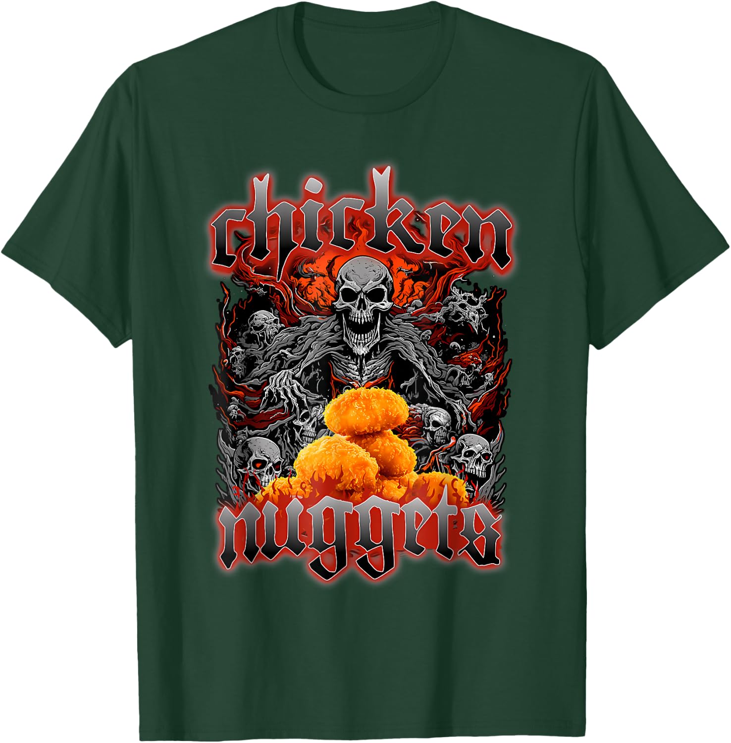 Chicken Nuggets Heavy Metal World Tour Hardcore Music T-Shirt - T-Shirt | Forest