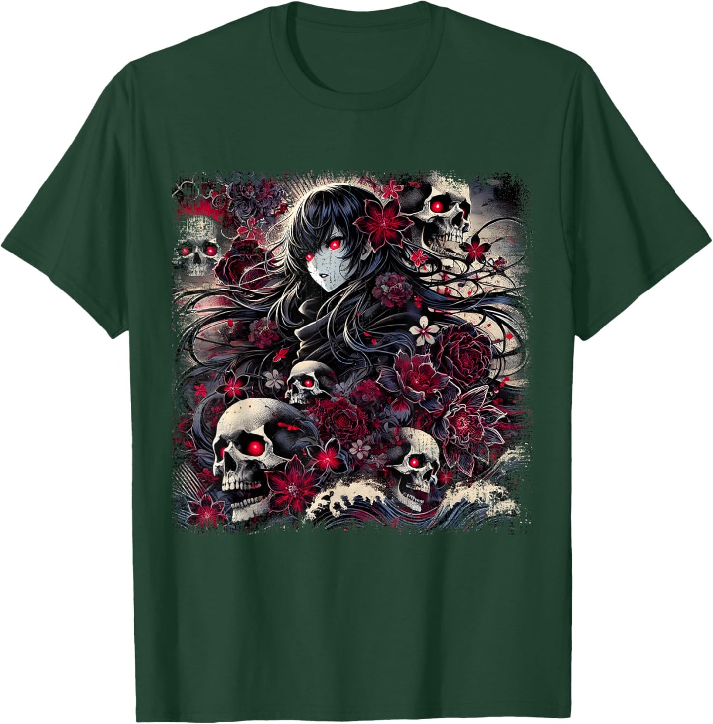 Grunge Alt Aesthetic Demon Waifu Anime Horror Style T-Shirt - T-Shirt | Forest