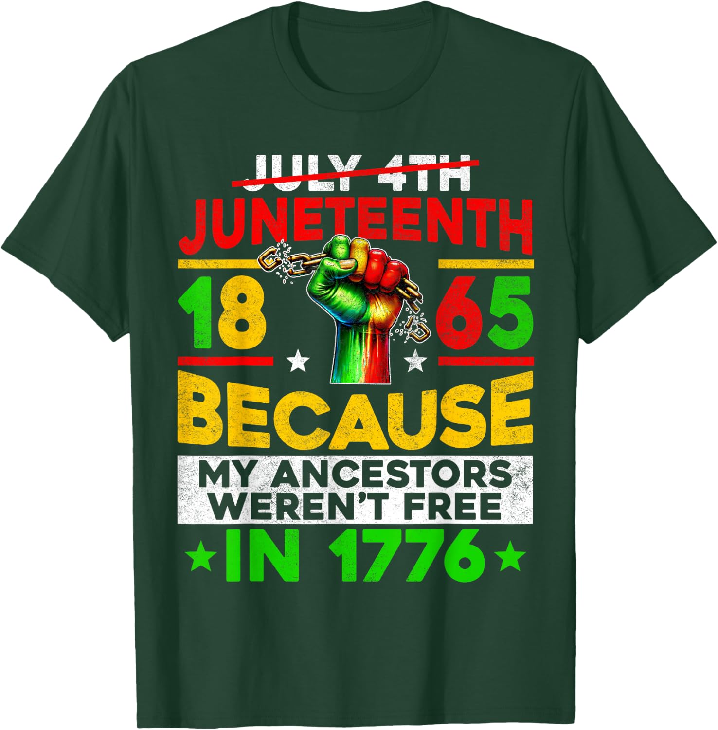 Juneteenth 1865 Because My Ancestors Werent Free Men Women T-Shirt - T-Shirt | Forest