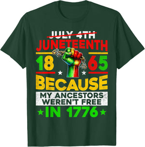 Juneteenth 1865 Because My Ancestors Werent Free Men Women T-Shirt - T-Shirt | Forest