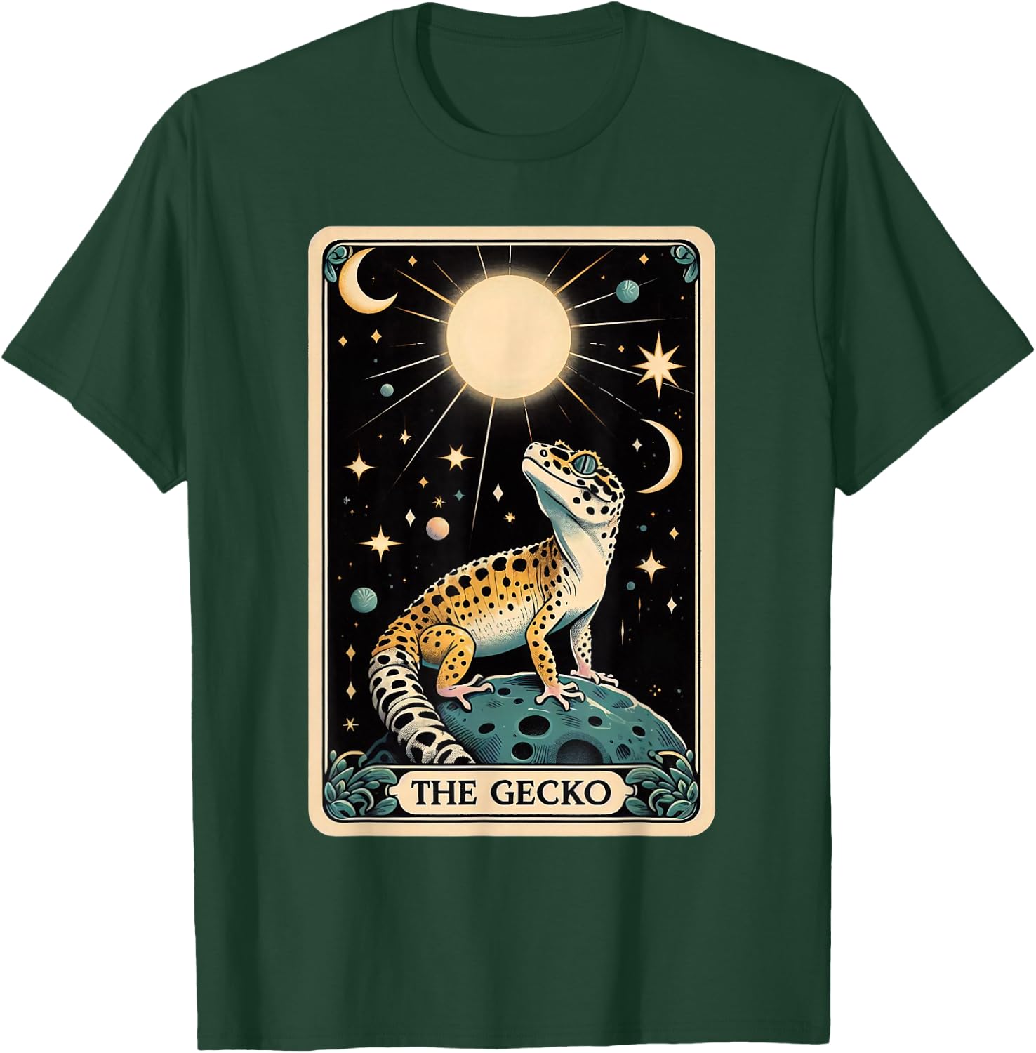 Leopard Gecko Tarot Card Moon Men Women Kids Reptile Lover T-Shirt - T-Shirt | Forest