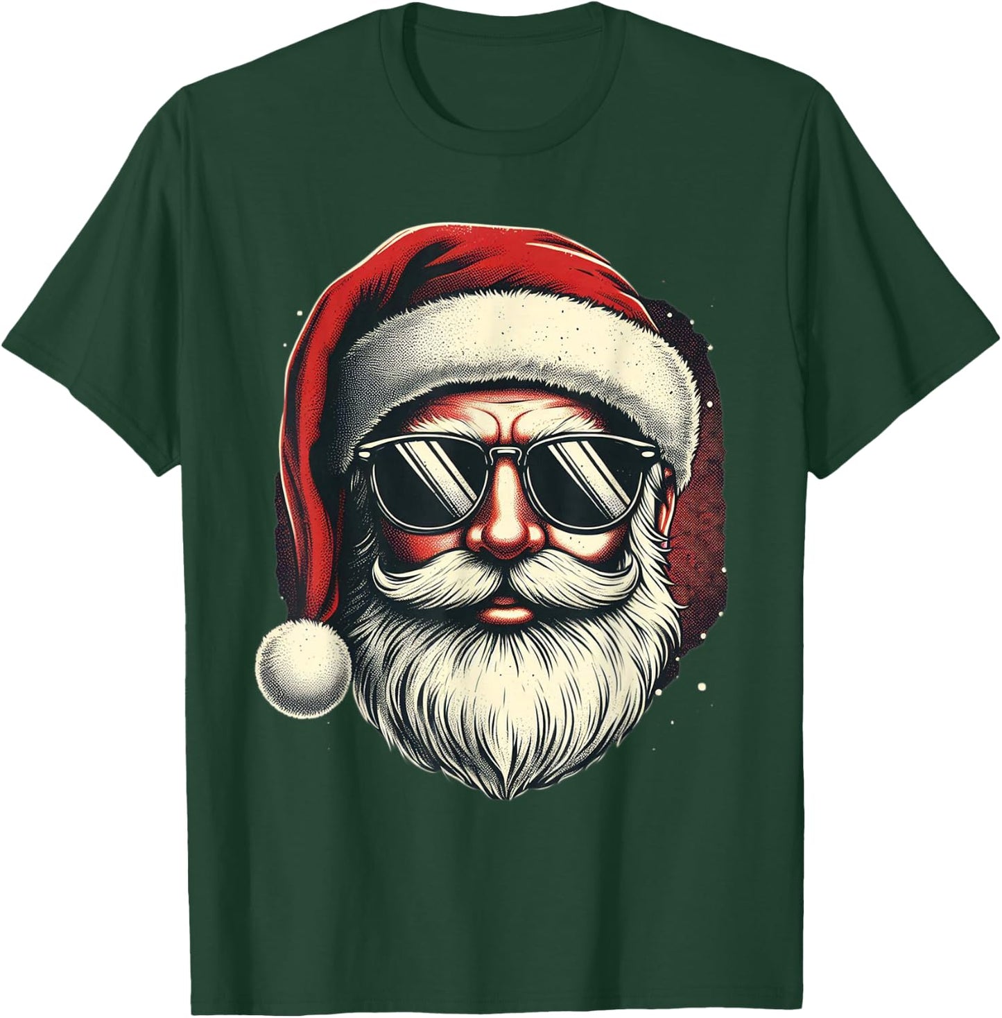 Santa Face Retro Sunglasses Christmas Xmas Men Women T-Shirt - T-Shirt | Forest