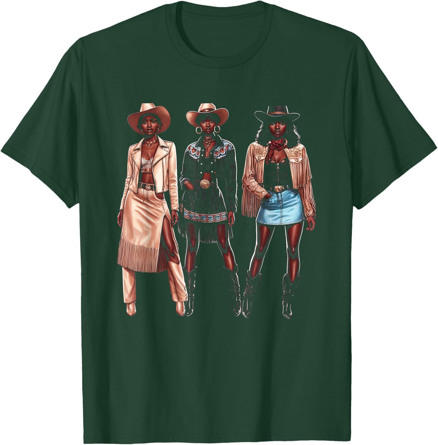 Black Cowgirl Western Rodeo Melanin Black History Texas T-Shirt - T-Shirt | Forest