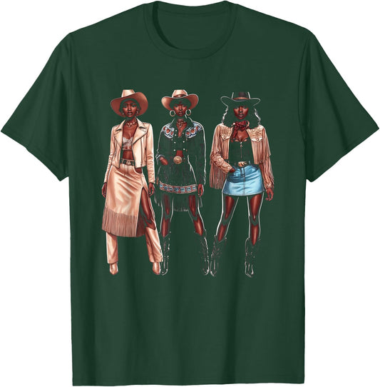 Black Cowgirl Western Rodeo Melanin Black History Texas T-Shirt - T-Shirt | Forest