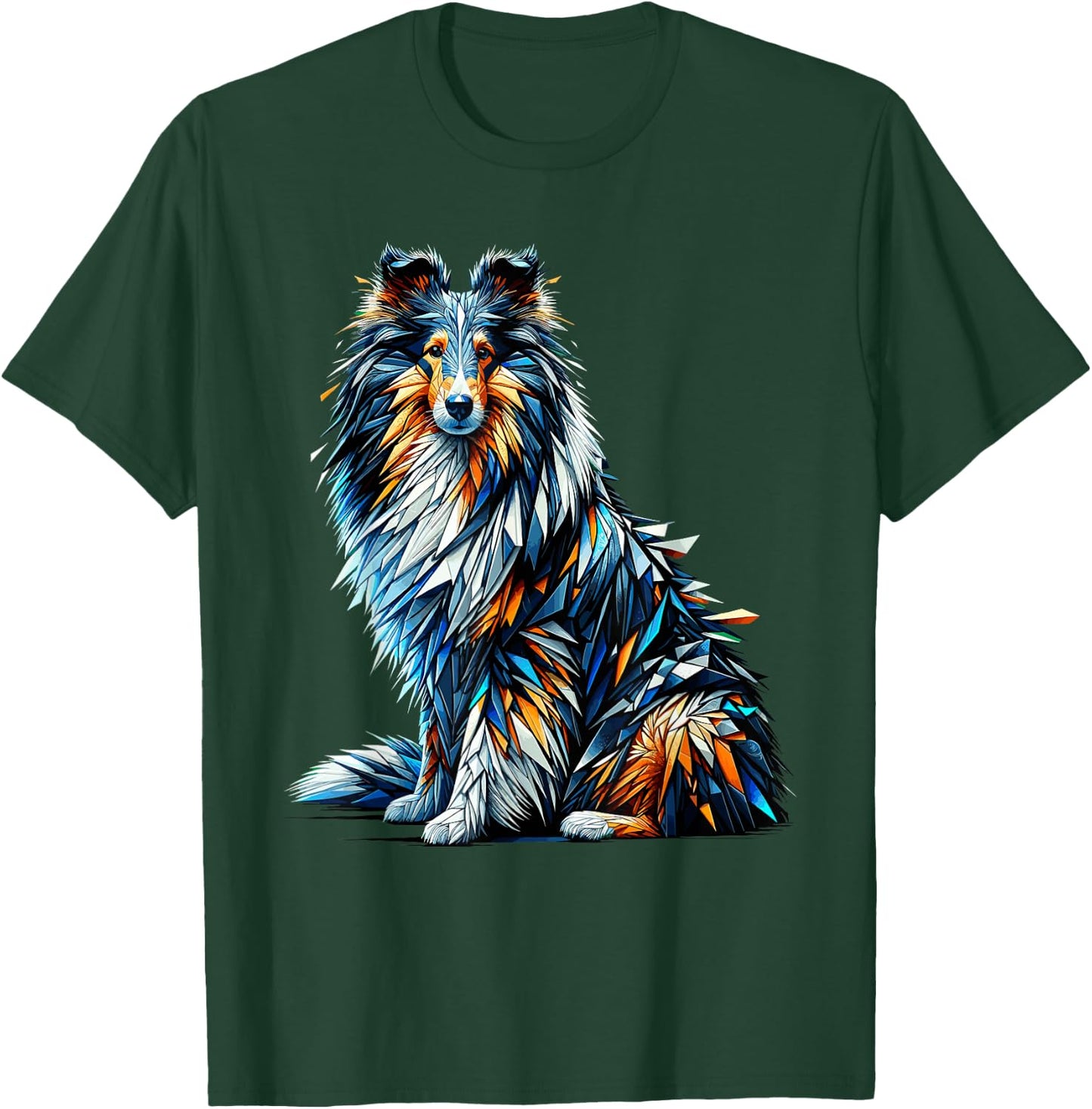 Polygon Art Shetland Sheepdog Sheltie T-Shirt - T-Shirt | Forest