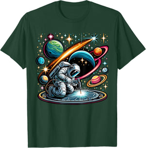 Welder Astronaut Welding metal pieces together T-Shirt - T-Shirt | Forest