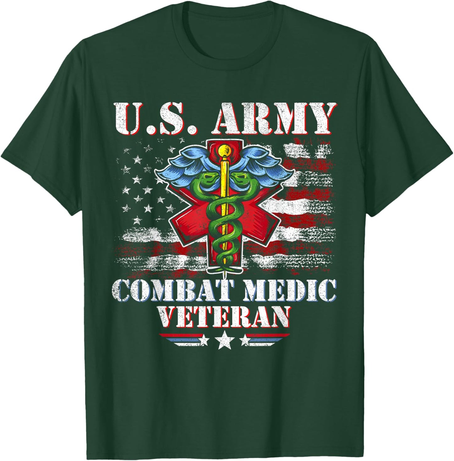 U.S Army Combat Medic Proud Veteran Medical Military Retired T-Shirt - T-Shirt | Forest
