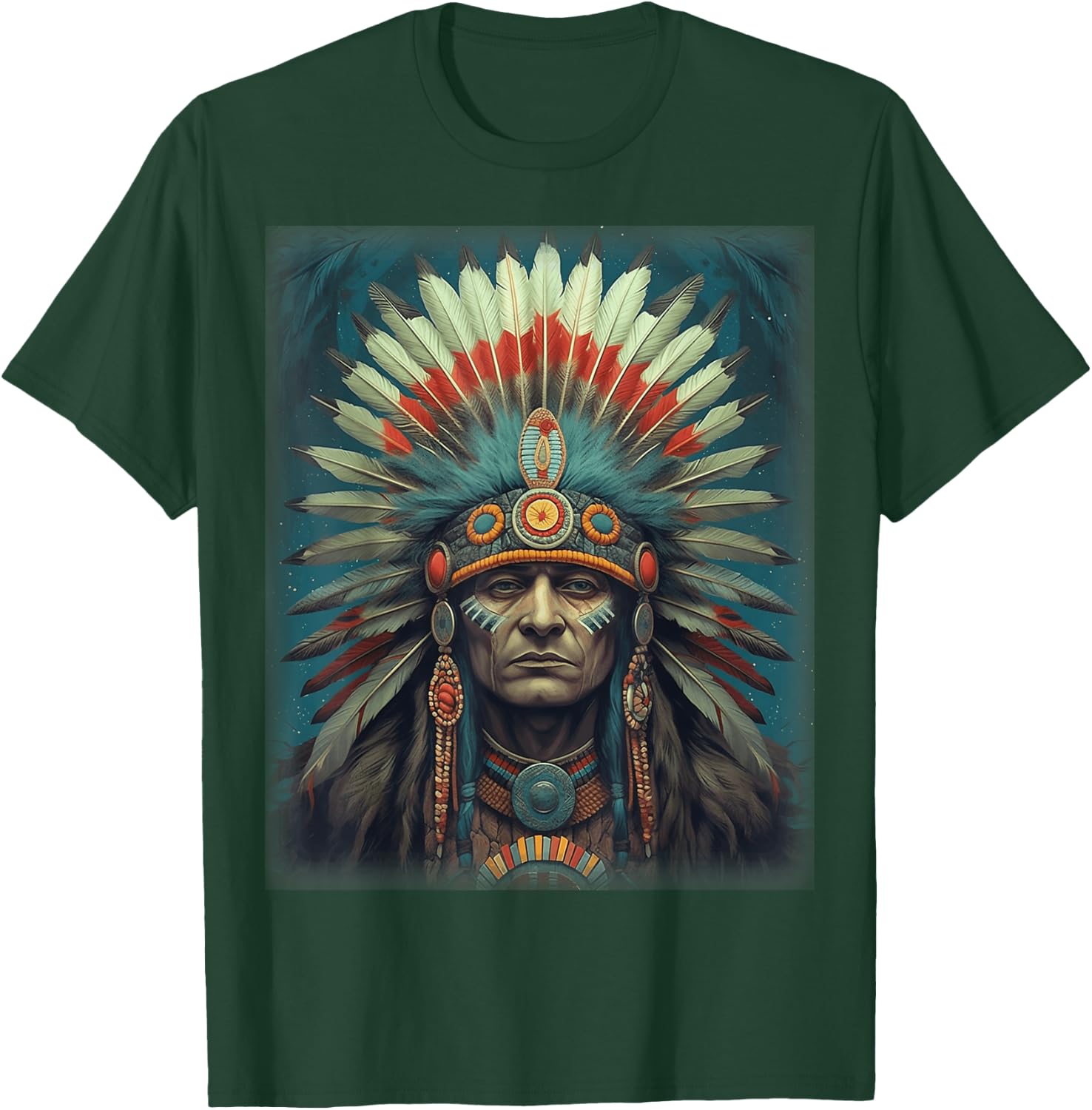 Native American Indian Headdress Traditional Art Men Women T-Shirt - T-Shirt | Forest