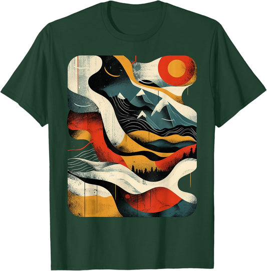 Artsy Hiker on Abstract Art Hiking T-Shirt - T-Shirt | Forest
