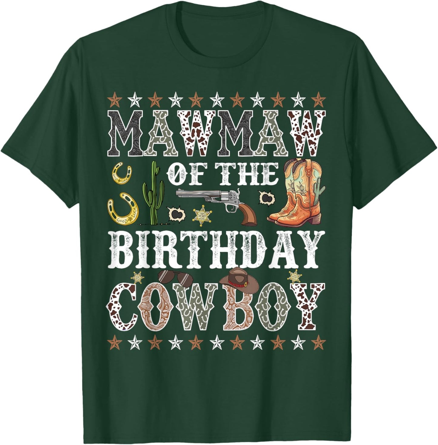 Mawmaw Of The Birthday Cowboy Rodeo Mawmaw T-Shirt - T-Shirt | Forest