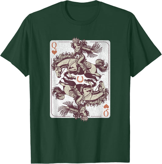 Cowgirl Queen of Hearts – Western Rodeo Card Design Boho T-Shirt - T-Shirt | Forest