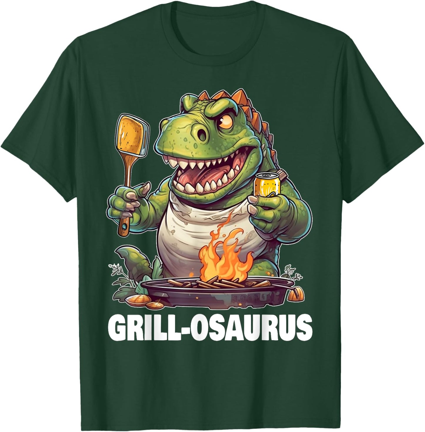 Grill-osaurus Rex BBQ Dinosaur Funny Fathers' Day Grilling T-Shirt - T-Shirt | Forest