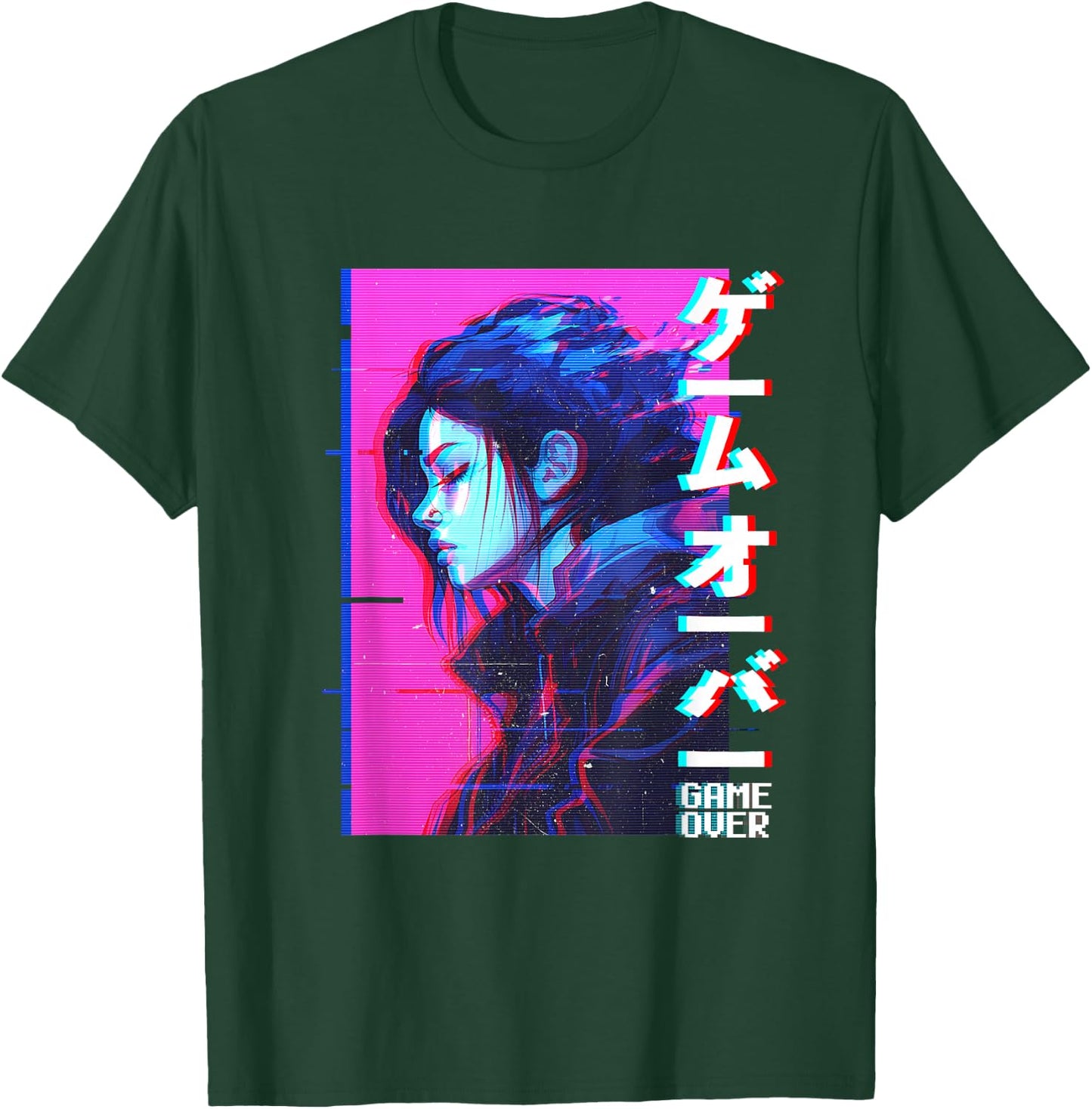 Sad Japanese Anime Girl Game Over Vaporwave Aesthetic T-Shirt - T-Shirt | Forest