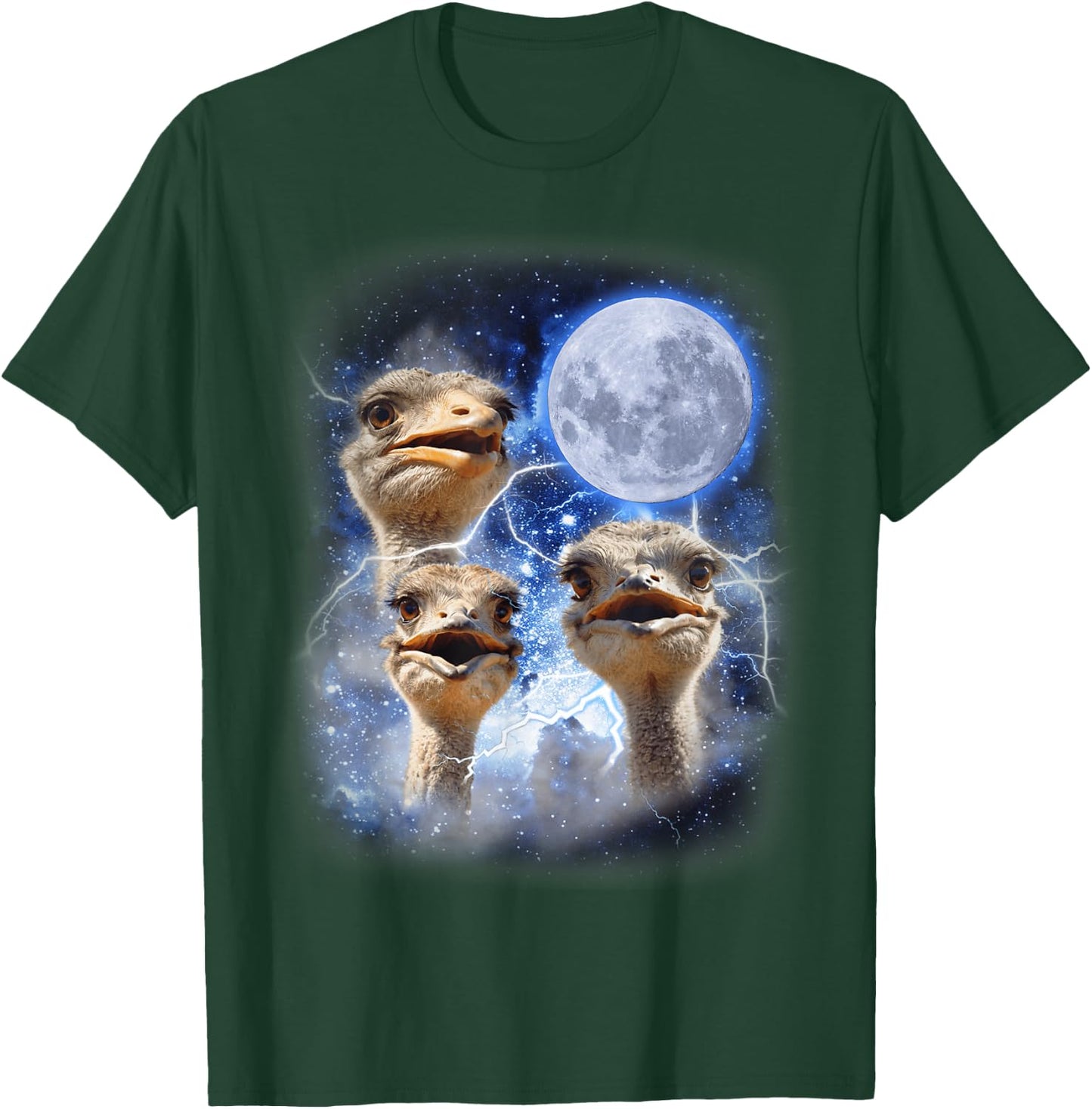 Three Ostrich Moon Hilarious Flightless 3 Bird Parody T-Shirt - T-Shirt | Forest