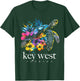 Key West Beach Florida Turtle Flowers Surfer Souvenir T-Shirt - T-Shirt | Forest
