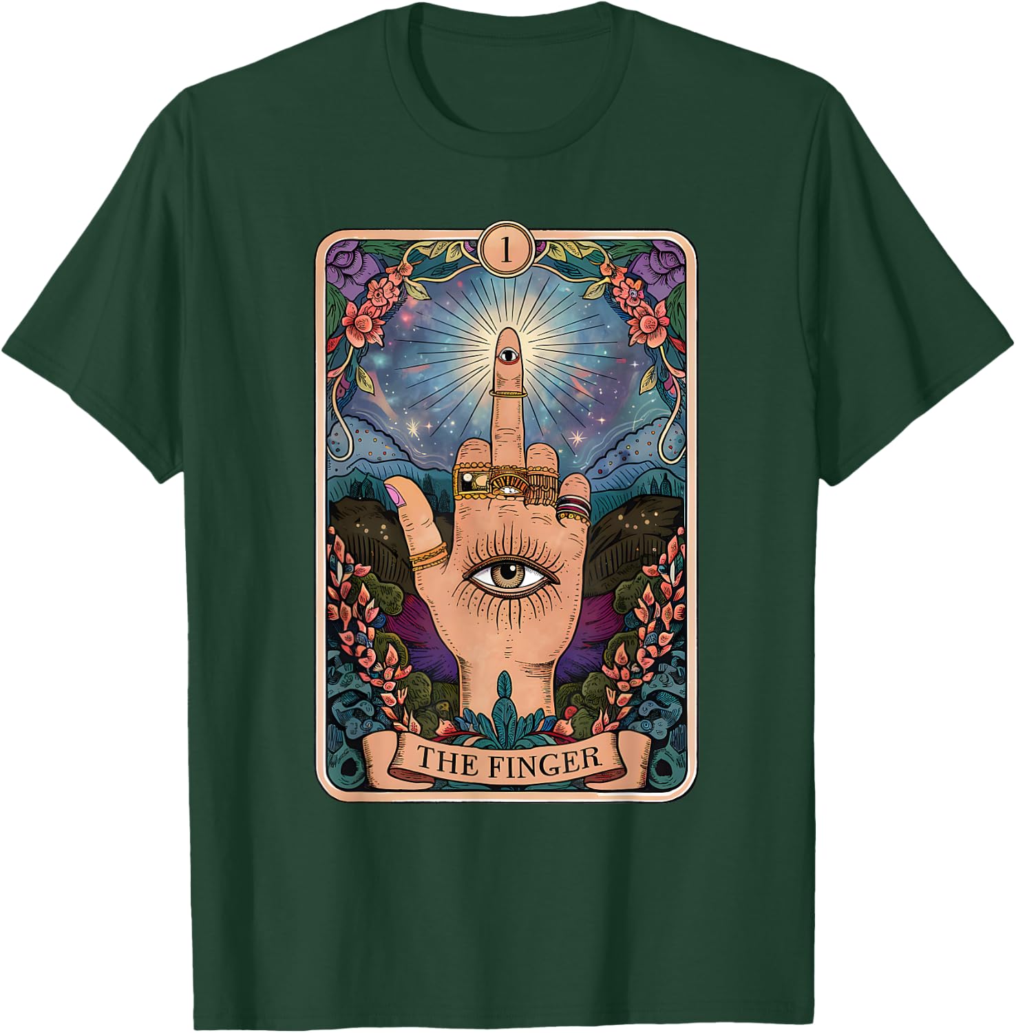 The Finger Funny Tarot Card Sassy Witchy Sarcastic Humor T-Shirt - T-Shirt | Forest