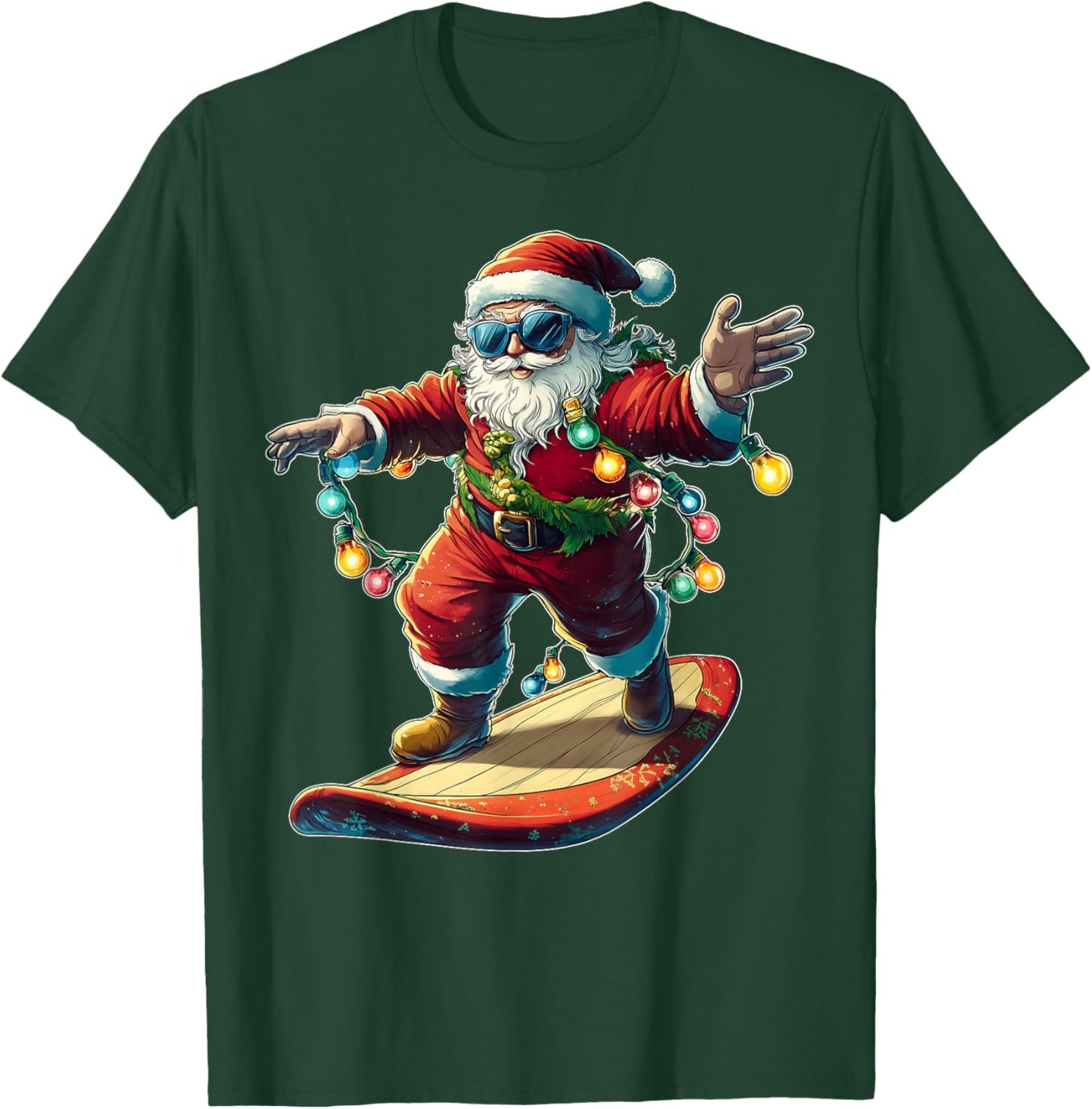 Santa Claus Surfing Surfer Christmas Hat Xmas T-Shirt - T-Shirt | Forest